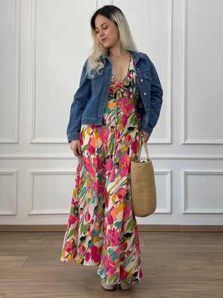 Rochie maxi cu decolteu în formă de inimă