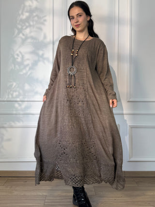 Rochie lungă tricotată din amestec de lână