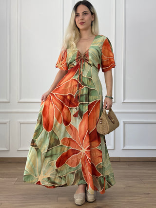 Rochie maxi cu decolteu în formă de inimă
