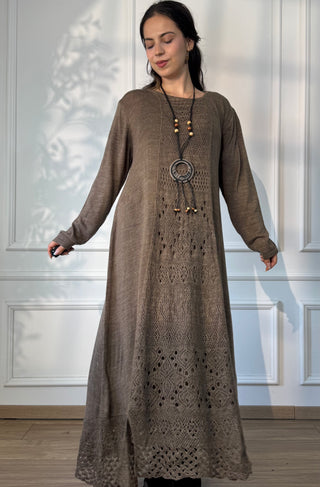 Rochie lungă tricotată din amestec de lână