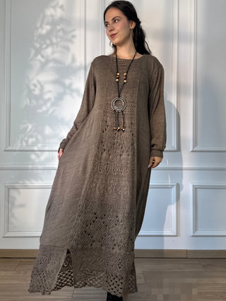 Rochie lungă tricotată din amestec de lână