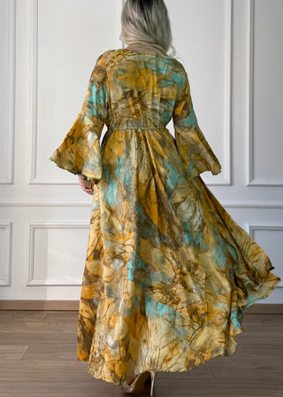 Rochie maxi cu mâneci evazate