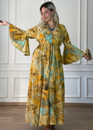 Rochie maxi cu mâneci evazate