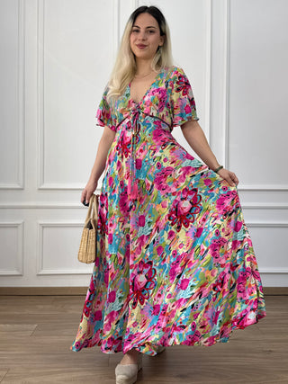 Rochie maxi cu decolteu în formă de inimă