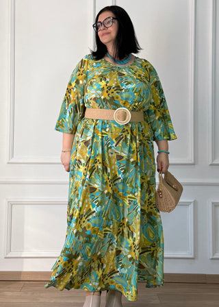 Rochie maxi cu gât adunat