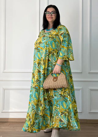 Rochie maxi cu gât adunat