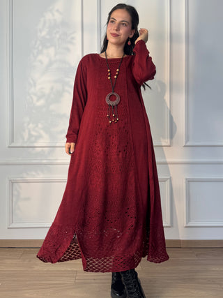 Rochie lungă tricotată din amestec de lână