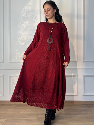 Rochie lungă tricotată din amestec de lână