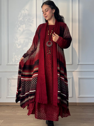 Rochie lungă tricotată din amestec de lână