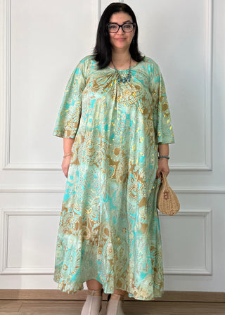 Rochie maxi cu gât adunat