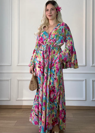 Rochie maxi cu mâneci evazate