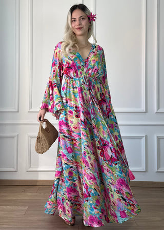 Rochie maxi cu mâneci evazate
