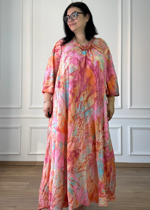 Rochie maxi cu gât adunat