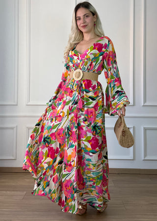 Rochie maxi cu mâneci evazate