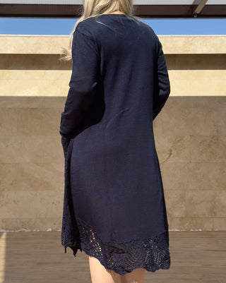 Rochie tricotată din amestec de lână cu buzunare