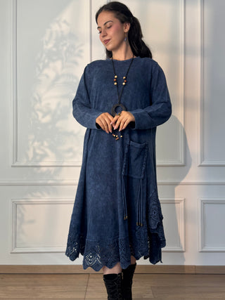 Rochie tricotată spălată cu piatră
