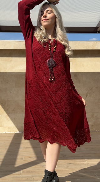 Rochie tricotată din amestec de lână cu buzunare