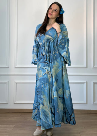 Rochie maxi cu mâneci evazate