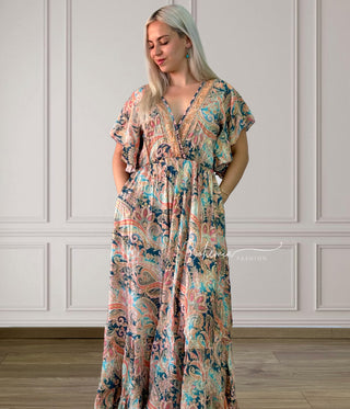 Rochie maxi cu piept încrucișat