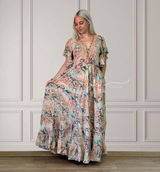 Rochie maxi cu piept încrucișat